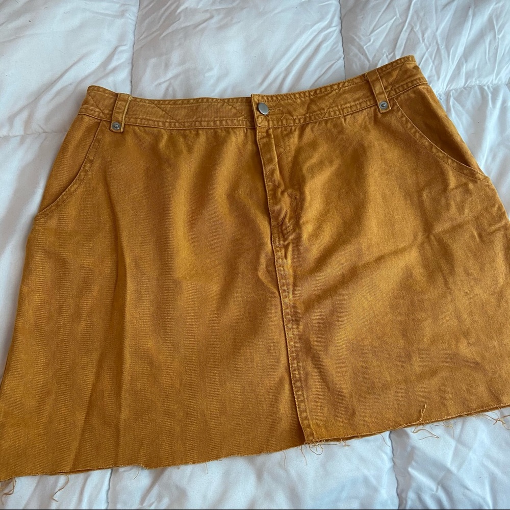 mustard yellow denim skirt